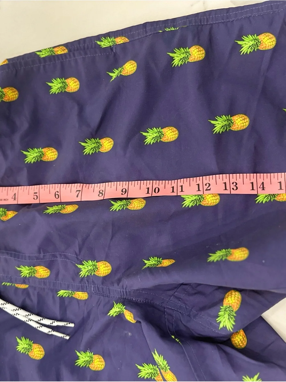 Men's Pineapple-Print Navy Swim Trunks